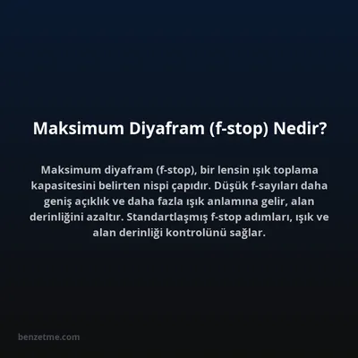 Maksimum Diyafram (f-stop) Nedir?