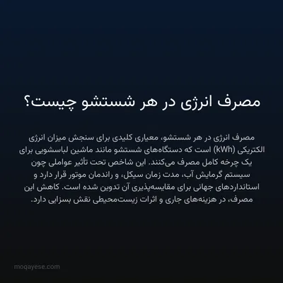 مصرف انرژی در هر شستشو چیست؟
