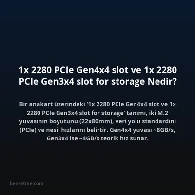 1x 2280 PCIe Gen4x4 slot ve 1x 2280 PCIe Gen3x4 slot for storage Nedir?