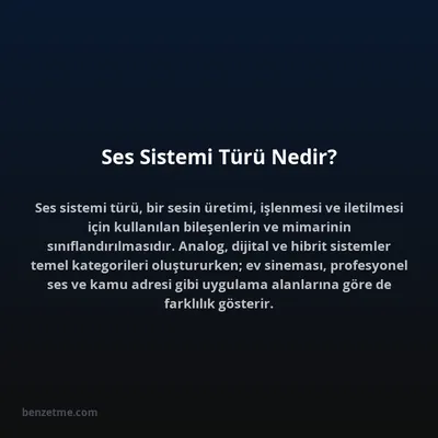 Ses Sistemi Türü Nedir?
