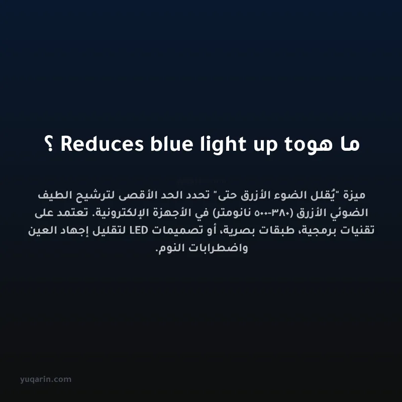 ما هو Reduces blue light up to؟