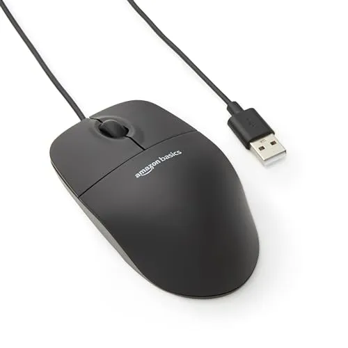 Amazon Basics 3-Button USB Mouse Black
