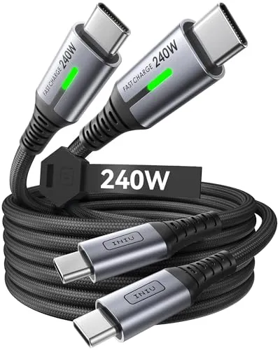 مقارنة Baseus Water Drop Type A To Type C 1M {request()->input('language_config')['common']['with']} INIU 240W USB C to C Braided Cable Black 6.6ft
