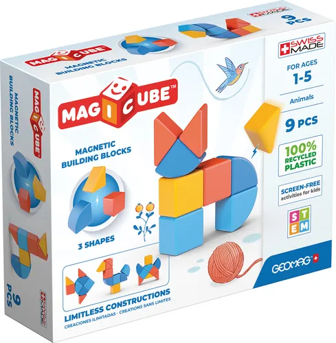 صورة مكعبات بناء ثلاثية الأبعاد Geomag MagiCube حيوانات معاد تدويرها
