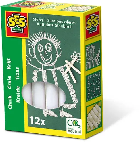 صورة طباشير SES Creative أبيض، 12 قطعة
