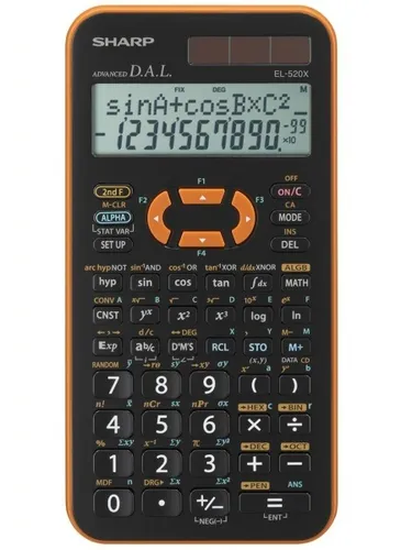 صورة آلة حاسبة علمية جيبية شارب EL-520X - أسود/برتقالي