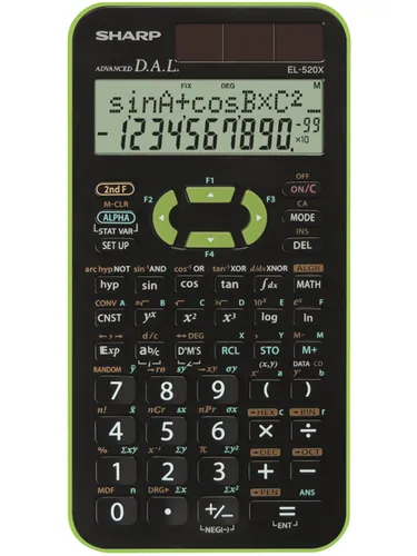 صورة آلة حاسبة علمية جيبية شارب EL-520X - أسود/أخضر