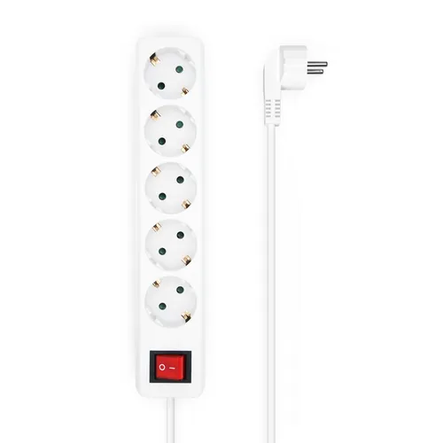 صورة AISENS A154-0651، موزّع طاقة، 4 منافذ تيار متردد، كابل 1.5 متر، قابس Schuko، 250 فولت، 3500 واط، قفل أمان للأطفال، أبيض
