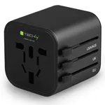 Techly Universal Compact Travel Adapter Black