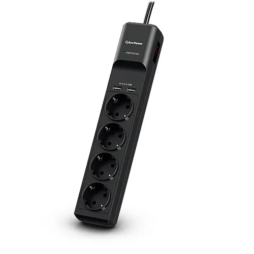 صورة CyberPower P0420SUD0-DE واقي من اندفاع التيار بـ 4 منافذ و2 منفذ USB-A