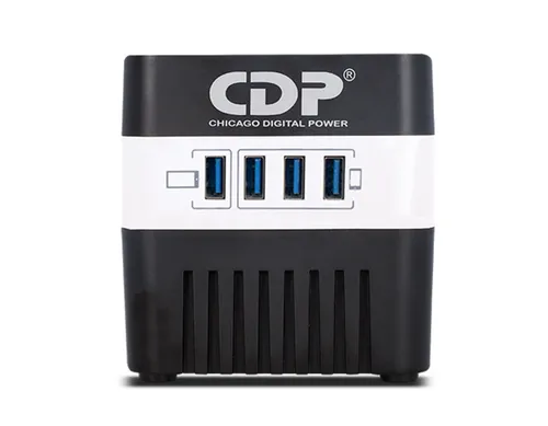 مقارنة منظم الجهد الآلي CDP R-AVR1808i 1800VA/1000W، 8 مخارج، حماية من زيادة التيار 175 جول مع منظم جهد اوتوماتيكي CDP RU-AVR604i بقدرة 600 فولت أمبير / 300 واط، 4 مخارج