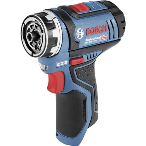 مقارنة Bosch GSB 18V-110 C مثقاب صدم لاسلكي بدون فرش (18 فولت، عزم دوران 110 نيوتن متر، ظرف بدون مفتاح) {request()->input('language_config')['common']['with']} مثقاب لاسلكي Bosch GSR 12V-15 FC Professional بنظام FlexiClick
