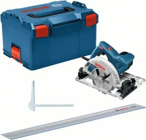 مقارنة منشار دائري محمول Bosch 0 601 6B5 030 بشفرة 19 سم ومحرك 1800 واط مع منشار دائري محمول Bosch GKS 55+ GCE مع قضيب توجيه FSN 1400