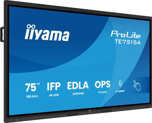 صورة شاشة iiyama TE7515A-B1AG مقاس 75 بوصة بدقة 4K UHD للشاشات التجارية