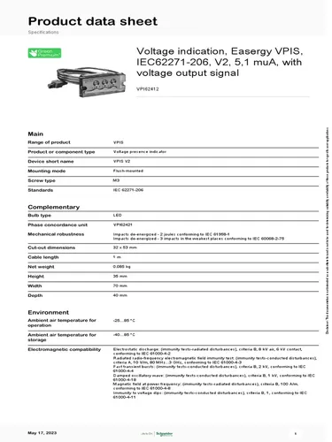 مقارنة Schneider Electric VPI62402 كاشف الجهد مع Schneider Electric VPI62412 Voltage Detector