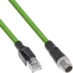 كابل شبكة این‌لاین صناعي M12 8 سن X-coded إلى RJ45 Cat.6A PUR بطول 5 متر