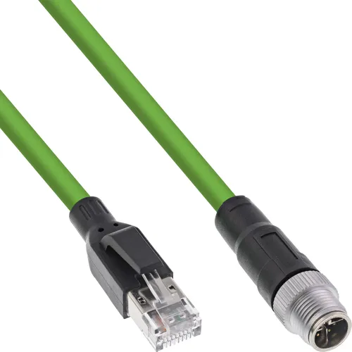 صورة كابل شبكة این‌لاین صناعي M12 8 سن X-coded إلى RJ45 Cat.6A PUR بطول 5 متر