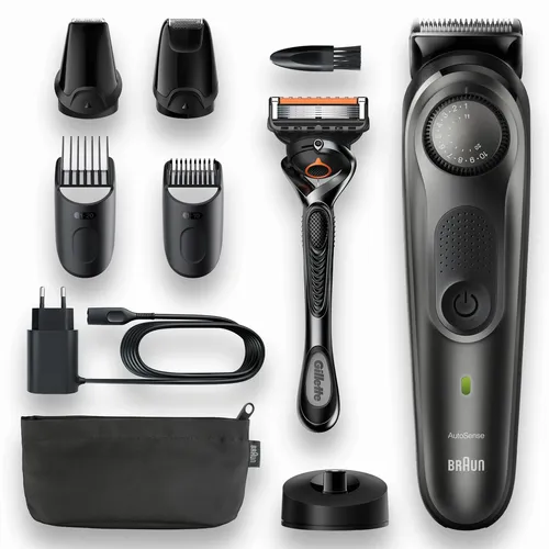 مقارنة Braun Beard Trimmer Series 7 BT7340 - 39 Length Settings, AutoSensing Motor, Wet & Dry Use مع Braun Beard Trimmer BT5060 Cordless Electric Beard and Hair Trimmer