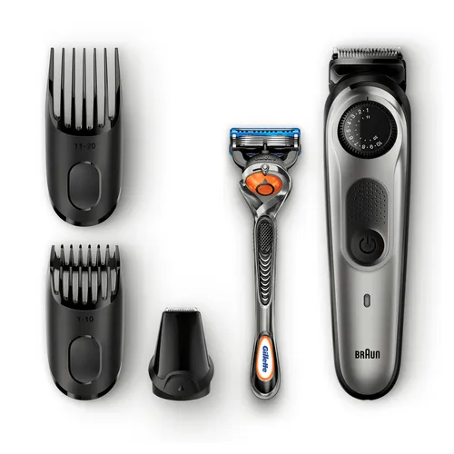 مقارنة Braun Beard Trimmer BT5060 Cordless Electric Beard and Hair Trimmer مع Braun Beard Trimmer BT5065 - 25 إعدادات طول، استخدام رطب وجاف، 50 دقيقة تشغيل