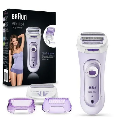 Braun Silk-épil 81653272 نظام حلاقة نسائي - 4 رؤوس، ملحق تشذيب، بنفسجي/أبيض