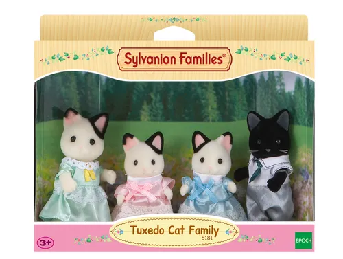 مقارنة مجموعة مجسمات مجموعة سيلفانيان فاميليز 5709 مع Sylvanian Families Tuxedo Cat Family Figures
