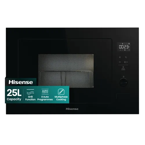 مقارنة فرن ميكروويف مدمج Hisense BIM325G52BGUK - سعة 25 لتر، 900 واط مع فرن ميكروويف بلت ان Whirlpool WMF250G