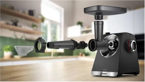 مقارنة ملحق وعاء Bosch MUZ9CC1 متعدد الأغراض لمحضرات الطعام من سلسلة Bosch MUM مع ملحق مطحنة لحم Bosch MWZS0JPB