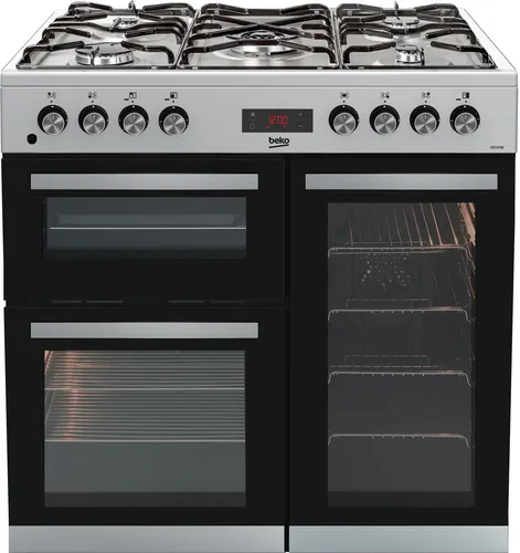صورة Beko KDVF90X 90 سم 5 شعلة غاز فرن مزدوج طباخ نطاق