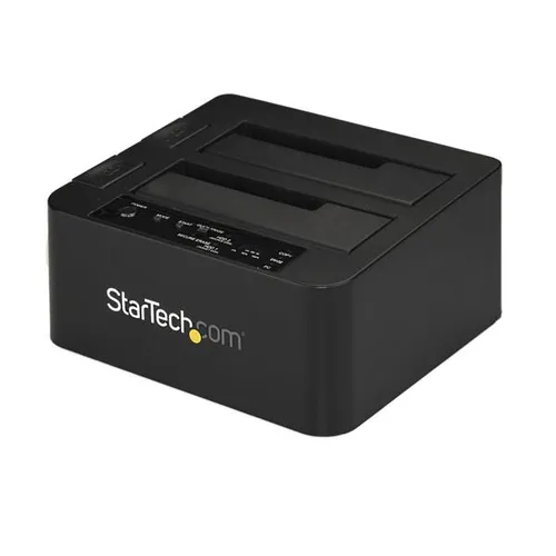 صورة StarTech.com SATADOM DOCK122U33EB مزدوج 2.5 بوصة/3.5 بوصة SATA SSD/HDD مكرر وممحاة (USB 3.0)