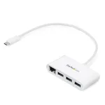 موزع USB-C بثلاثة منافذ من StarTech.com مع جيجابت إيثرنت - USB-C إلى 3x USB-A - موزع USB 3.0 - أبيض