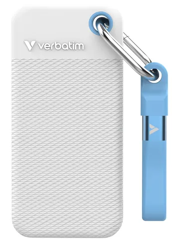 صورة Verbatim Pocket SSD USB 3.2 Gen 2 2TB White/Light Blue incl. two rubber sleeves