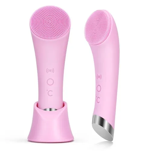 PRITECH Heated Silicone Facial Cleansing Brush Pink