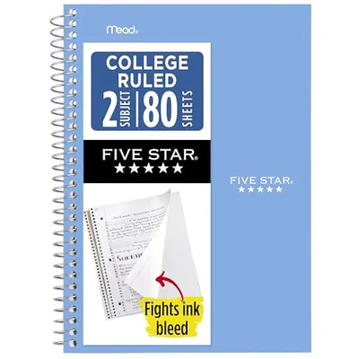Five Star 2-Subject Spiral Notebook Blue