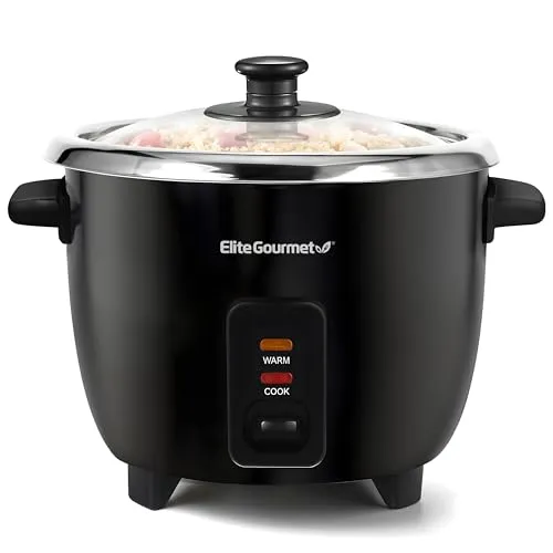 مقارنة Elite Gourmet ERC006SS قدر أرز كهربائي 6 أكواب أسود / ستانلس ستيل مع EMSON Rice Robot Personal 1 Quart Cooker