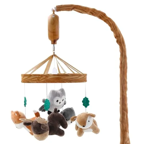 صورة The Peanutshell Woodgrain Woodland Musical Crib Mobile