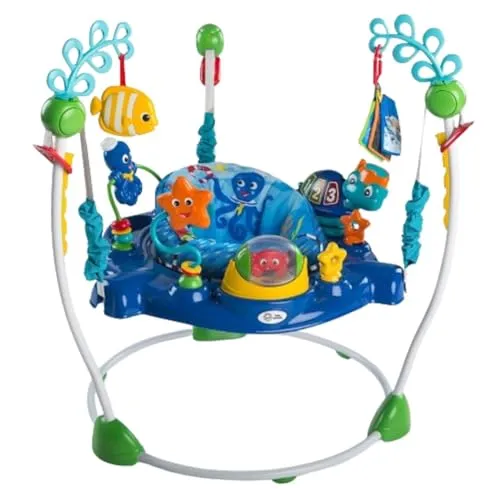 مقارنة نطاطة أطفال فيشر برايس طراز غابة الأمطار الصاخبة مع Baby Einstein Neptune's Ocean Discovery Jumper