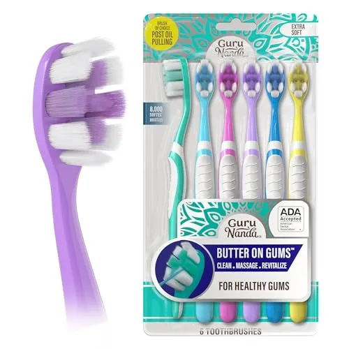 مقارنة GuruNanda Butter On Gums Toothbrush 6-Pack مع NIMBUS Extra Soft Toothbrush Regular 5-Pack