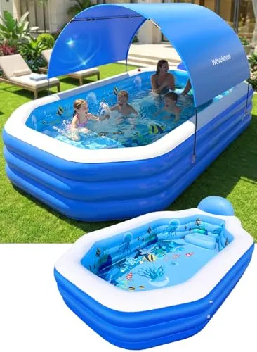 صورة حوض سباحة قابل للنفخ WaveHaven CT363FCW مع مظلة أزرق