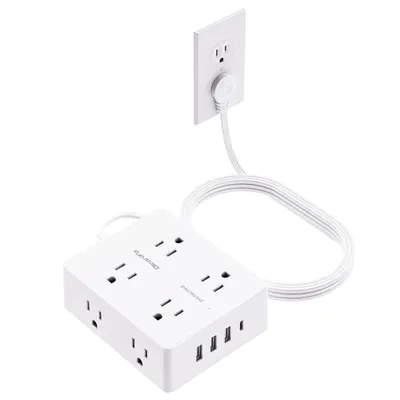 واقي زيادة التيار Olcorife بقابس مسطح 8 منافذ و4 USB