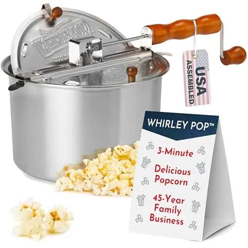 صورة صانعة الفشار Whirley Pop من Wabash Valley Farms سعة 6 كوارت للبوتاجاز