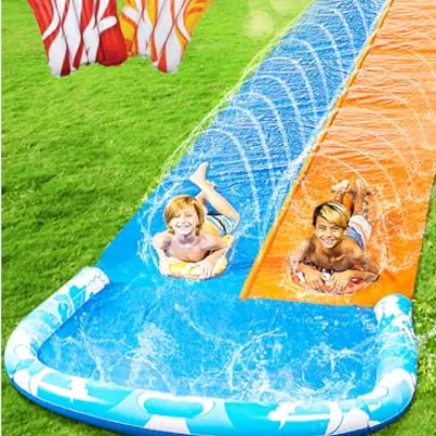 زلاقة مائية مزدوجة JOYIN 40074 للأطفال بطول 22.5 قدم بتصميم أمواج 22.5 ft