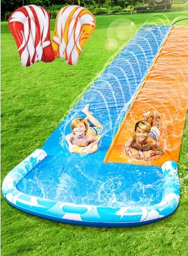 صورة زلاقة مائية مزدوجة JOYIN 40074 للأطفال بطول 22.5 قدم بتصميم أمواج 22.5 ft