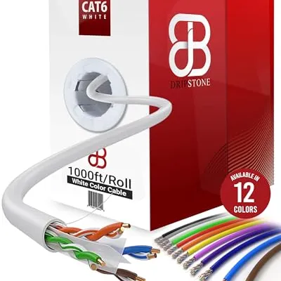 كابل Dripstone CAT6 UTP أبيض بطول 1000 قدم 1000 ft
