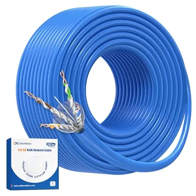 كابل Cable Matters Cat6a محمي صلب بطول 300 قدم أزرق 300 ft