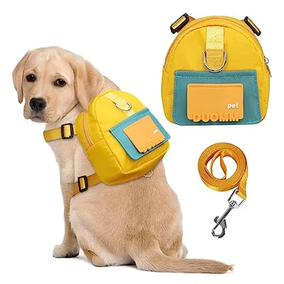 DoggieKit حقيبة ظهر وزمام للكلاب، مقاس متوسط، أصفر
