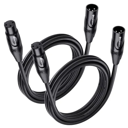 صورة كابلات ميكروفون XLR من Cable Matters بطول 6 قدم، أسود، عبوة من قطعتين 6 ft