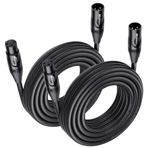 صورة كيبلات XLR بطول 25 قدم من Cable Matters، حزمة من قطعتين، لون أسود 25 ft