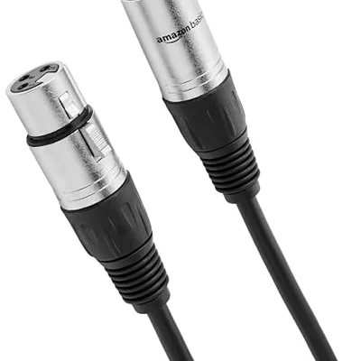 كابل ميكروفون Amazon Basics XLR بطول 25 قدم أسود