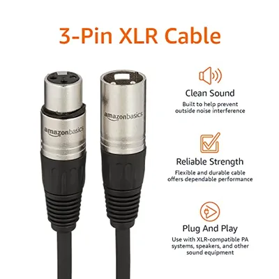 Thumbnail 4 of كابل ميكروفون Amazon Basics XLR بطول 25 قدم أسود