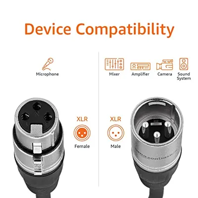 Thumbnail 5 of كابل ميكروفون Amazon Basics XLR بطول 25 قدم أسود